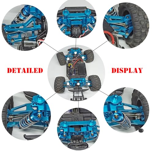 Aluminum Accessories for Hyper Go RC Car Parts, 1/16 Scale Metal H16BM Upgrades, Blue Replacement Parts kit for H16BM H16GT H16DR H16 MJX 16207 16208 16209 16210 Jetwood RC Car - color: Blue
