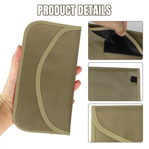 2PCS Faraday Bag for Phones and Car Keys, Keyless Entry RFID Signal Blocking Bag Key Fob Protector, Anti-Theft Faraday Pouch for Cell Phone Privacy Protection, Signal Shielding (Khaki) - color: Khaki