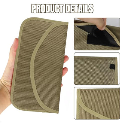 2PCS Faraday Bag for Phones and Car Keys, Keyless Entry RFID Signal Blocking Bag Key Fob Protector, Anti-Theft Faraday Pouch for Cell Phone Privacy Protection, Signal Shielding (Khaki) - color: Khaki