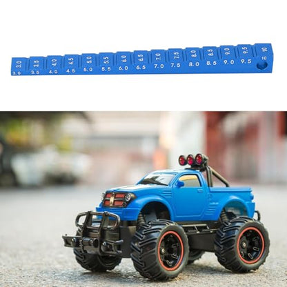 RC Ride Height Gauge 1/10, RC Camber Gauge Aluminum Alloy RC Ride Height and Camber Gauge Kit for 1/10 RC Drift Car, 0.1 to 0.4in Adjustment Range (Blue) - color: Blue