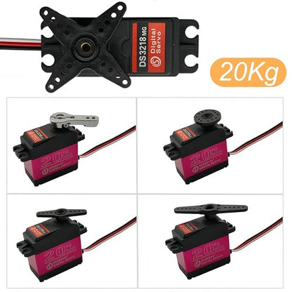 20KG DS3218 Digital Servo 270 Degree Waterproof Full Metal Gear with 25T Servo Arm for 1/8 1/10 RC Car Mechanical Arm Fittings Boat - style: 20kg（270°）