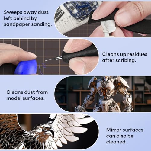 stedi 3PCS Model Cleaning Brush Kit, 2 Soft & 1 Stiff Figure Duster Brush | Model Hobby Making Tools, Model Dusting Brush for Statues, Gundam, Scale Military Hobby Crafts