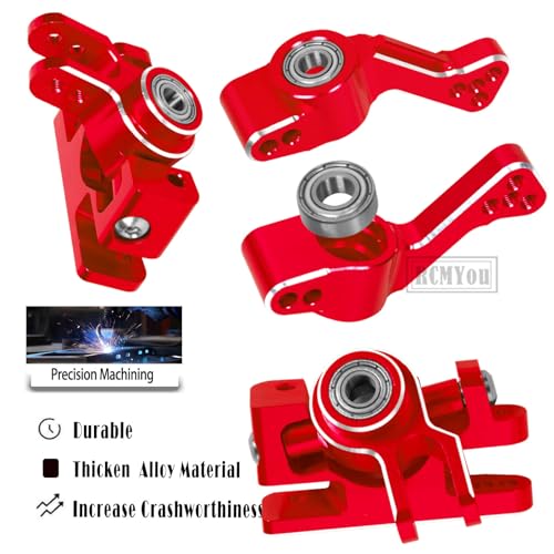 RC Upgrades Part for 1/10 Slash 4x4/Slash 4x4 VXL,Alloy Caster Block,Steering Blocks,Rear Stub Axle Carriers w/4pcs Wheel Hex & Bearings,Red - color: Red - Upgrades Part