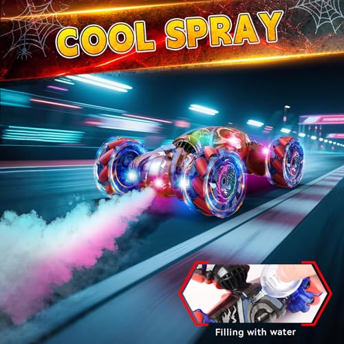 Nicella S-Pider Remote Control Car, 2.4GHz 4WD Gesture Sensing Rc Stunt Car for Boys and Girls Ages 6-12，Drift RC Cars with Lights and Spray, Double Side Toys Ideal Birthday and Xmas Gift for Kids