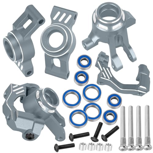 RC Aluminum Caster Block & Steering Blocks & Rear Stub Axle Carriers & Steering Bellcranks Upgrades Part for 1/16 Mini Maxx 4WD (Car Model:#107154-1#108046-1#108164-1#108076-1),Titanium - color: Titanium-(for 1/16）