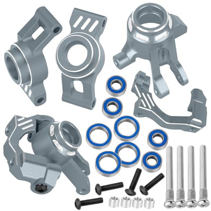 RC Aluminum Caster Block & Steering Blocks & Rear Stub Axle Carriers & Steering Bellcranks Upgrades Part for 1/16 Mini Maxx 4WD (Car Model:#107154-1#108046-1#108164-1#108076-1),Titanium - color: Titanium-(for 1/16）
