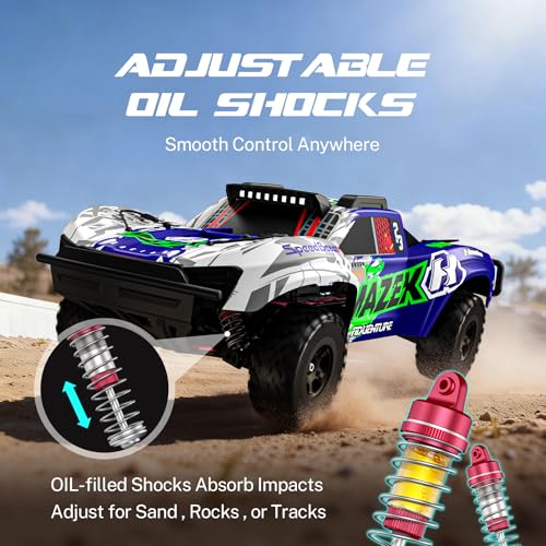 Hosim Fast RC Cars for Adults Brushless 1/10 Scale, MAZEK 4WD Off-Road Electric All Terrain Hobby Monster Truck with 3S 5000mAh Battery & 100A ESC, 4S Ready RC Truck Waterproof Remote Control Car - color: Blue