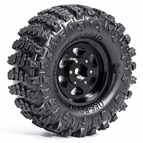 1.3” Aluminum Beadlock Wheels & Mud Terrain Tires Set for 1/18 1/24, -7.6mm Offset RC Crawler Car Fits TRX4M, Axial SCX24 AX24, Redcat Ascent-18, FCX24, 66 x 26mm, Pre-Assembled, 4 pcs Black - color: Black