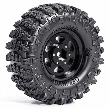 1.3” Aluminum Beadlock Wheels & Mud Terrain Tires Set for 1/18 1/24, -7.6mm Offset RC Crawler Car Fits TRX4M, Axial SCX24 AX24, Redcat Ascent-18, FCX24, 66 x 26mm, Pre-Assembled, 4 pcs Black - color: Black
