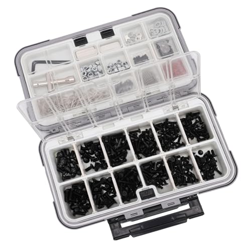 RC Screw Kit Fit for RC Cars Hardware Fasteners 537Pcs Stainless Steel M3 M4 Screws Hex Nuts for 1/8 1/10 /12/16 Scale Vehicles with Dual Sided Storage Box