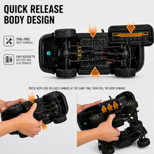 UDIRC UCX1802PRO 1/18 Scale RC Crawler, Brushless Trail Truck, 4x4 Off-Road | 4x4 Off-Road SUV with LED Lights, Hydraulic Shocks, 2.4GHz RTR Remote Control Vehicle for Adults - color: Grey