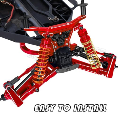 Aluminum Big Bore RC Shock Absorber Upgrades Part for 1/10 Slash 2WD 4x4,Stampede 2WD 4X4,Rustler 2WD 4X4,Hoss 2WD 4X4,Alloy 4PCS Front Rear RC Shocks w/Golden spring,Red - color: Red - Upgrades Part