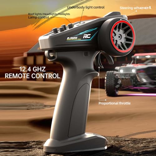 1/20 Brushless Fast RC Cars for Adults, 55KM/H High Speed Electric Powered Remote Control Car, 4X4 Offroad All Terrain RC Truggy, 3 Batteries, Red - color: 3 Batties(red2)