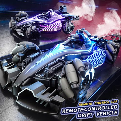 RC Stunt Car, Gesture Sensing Remote Control Car with Sound Lights and Spray, 2.4GHz 4WD 360° Rotating RC Cars with 3 Batteries for Teens (Red) - color: Red, size: 3 Batteries