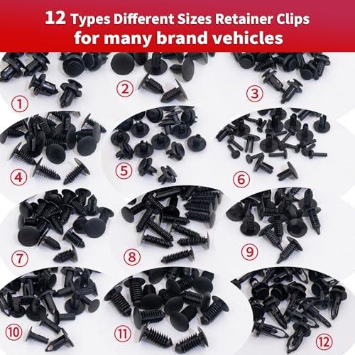 252PCS Bumper Retainer Clips Car Plastic Rivets Fasteners Push Retainer Kit Most Popular 12 Sizes Auto Push Pin Rivets Set -Door Trim Panel Fender Clips for Honda Toyota GM Ford Chrysler - size: 252Pcs