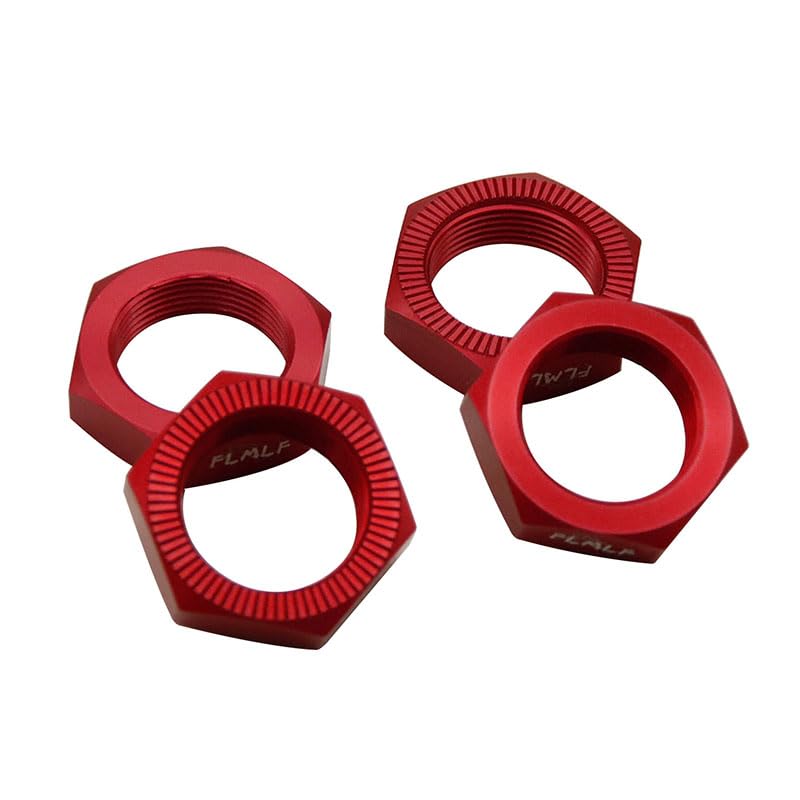 FLMLF 24mm RC Car Wheel Nuts 4-Piece Set for 1/5 HPI ROFUN BAHA ROVAN KM Baja 5B 5T 5SC Truck Parts (Red) - color: Red