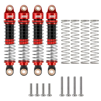 INJORA 53mm Aluminum Threaded Oil Shocks for 1/18 TRX4M RC Upgrade, Red - color: Red