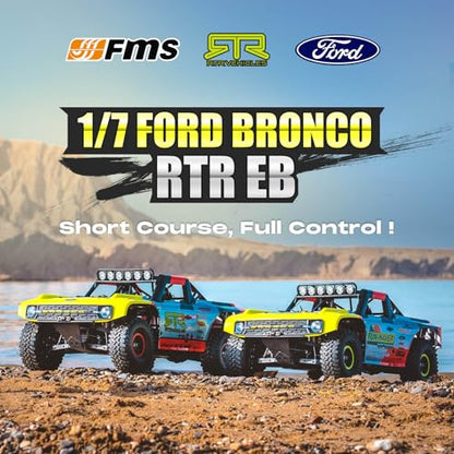 BEEZRC FMS 1/7 Brushless Ford Bronco RTR EB,RC Short Course Truck Fast rc up to 80km/h,High Speed RC Off-Road,4x4 RC Truck Hobby RC Waterproof, Remote Control Car for Adults RS, Racing Livery 2024 - color: Livery 2024