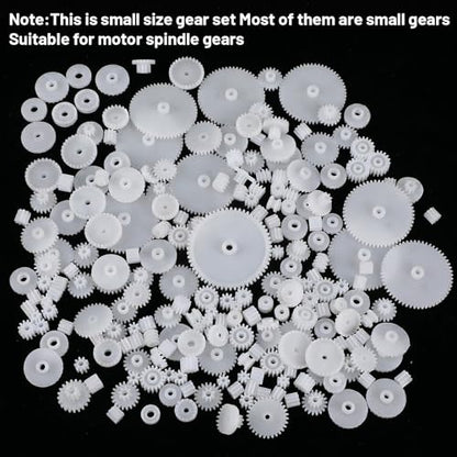 200 Pcs Plastic Gear Set, Single-Gear, Spindle Gears, Small Motor Gears, Model Toy Gear Kit, DIY Gear-Assortment Accessories Set for Model (6 Styles)