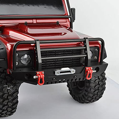 RC Crawler Car Front Rear Bumper, Metal RC Car Bumper with 4 LED Lights for SCX10 90046 for TRX4 Axial for SCX10 iii AX103007 1/10 RC Crawler Part Accessory