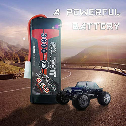 GOLDBAT 3600mAh 7.2V NiMH RC Battery with Tamiya Connector for for RC Evader BX Car Truck Truggy Buggy Tank Car Racing (3600-7.2V-Tamiya-2pack)