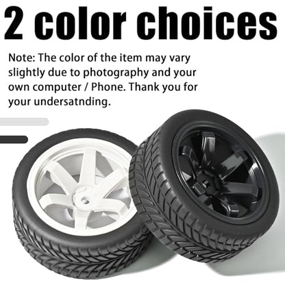 OD 2.55" On Road Rubber Tires Plastic Wheel Rims 12mm Hex for 1/10 RC Car | Compatible with MJX HSP Tamiya HPI Kyosho Traxxas Sakura Redcat WLtoys 1/10 RC On-Road Racing Touring Car (4pcs, Black) - style: G-Black