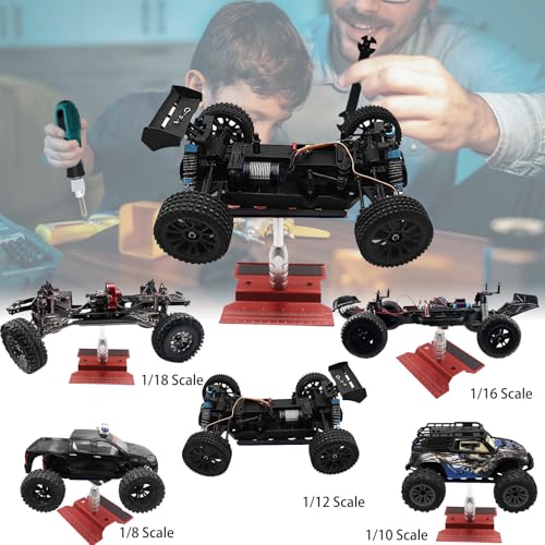 RC Car Stand RC Repair Stand 360 Degree Rotation Lift or Lower for Traxxas Arrma Redcat Axial RC4WD HSP Losi 1/8 1/10 1/12 1/16 Scale RC Crawler Car Truck Buggies (Red) - color: Red