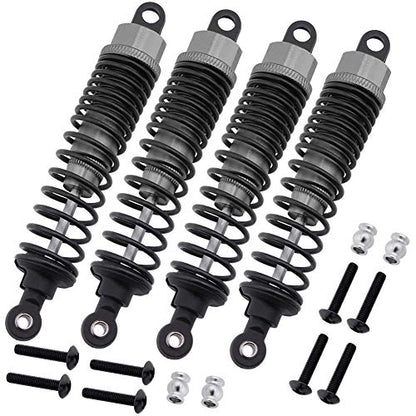 4pcs HobbyPark 98mm Aluminum Front Rear RC Shock Absorber Assembled Dampers for 1/10 Scale RC Car Off Road Buggy (Grey) - color: Grey