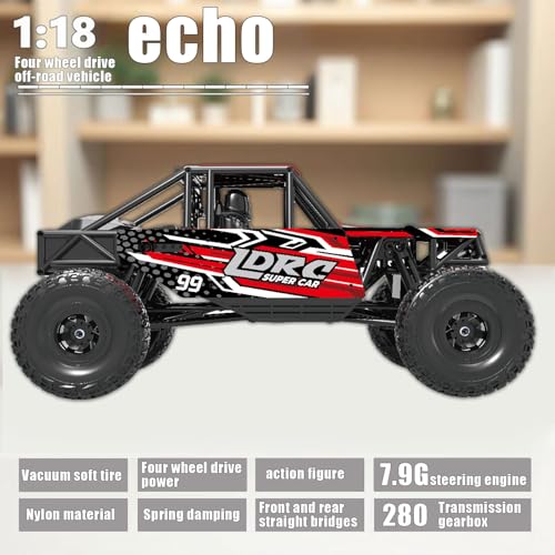 LDRC 18499 Waterproof Rc Climbing Car 1:18 Full Proportion Rc Offroad 4x4 Rc Underwater Crawler Pipe Rack Climbing Vehicle Cars Model RTR (Red) - color: Red-waterproof