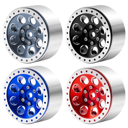 1.3" Beadlock Wheel Rims for SCX24 TRX4M Upgrade 1/24 1/18 RC Crawler Car (Titanium) - color: Titanium