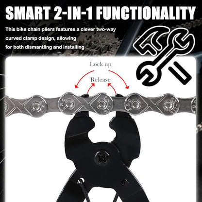 2026 Upgraded Bike Chain Tool,2-in-1 Two-Way Arc Snap Bicycle Chain Tool with Return Spring for Quick Install & Removal,Professional Master Link Pliers for 6-12 Speed Chains