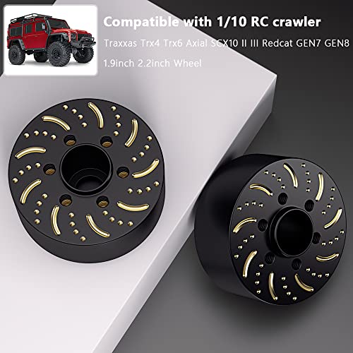 GLOBACT 1/10 Brass Wheel Weights Extended Hex Hub for TRX4 TRX6 SCX10-18mm | Fits 1.9" 2.2" RC Wheel, 545g Counterweight - size: 18.5mm