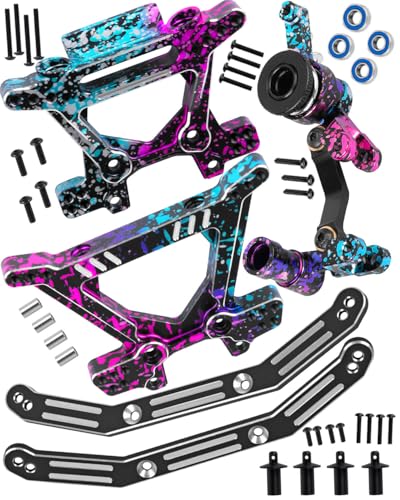 RC Upgrades Part for 1/10 Slash 4X4 BLX,Aluminum Front Rear Shock Tower Shock Mounts & Steering Bellcranks Servo Saver & Body Posts Mount Shell Column Fixing Bracket Hops Up,Colour - color: Colour(3 Set)