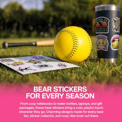 Premium 200 Pcs Pink Coquette Softball Stickers, Waterproof Vinyl | 200 Unique Designs Softball Sticker for Water Bottles, Laptops, Phone Cases, Journals, Scrapbooks, Softball Gifts & Girls - color: Pink Coquette Softball Stickers, size: 200 Pcs