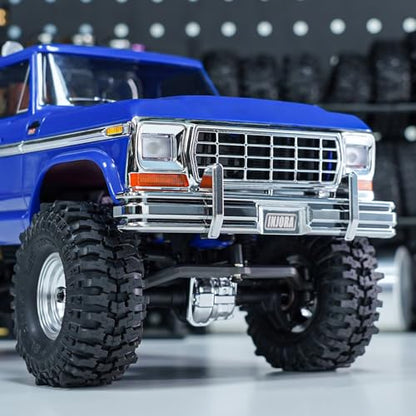 INJORA 33g CNC Aluminum Front Bumper with Dual Exhaust for 1/18 RC Crawler TRX4M High Trail F150 Upgrade - size: Front