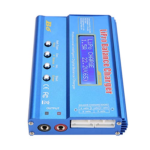 Shkalacar Professional Balance Charger/Discharger with Power Supply for LiPo，Li-ion，Li-Fe，LiHV Battery (1-6S), NiMH，NiCd (1-15S), Rc Hobby Battery Balance Charger, 80W 6A