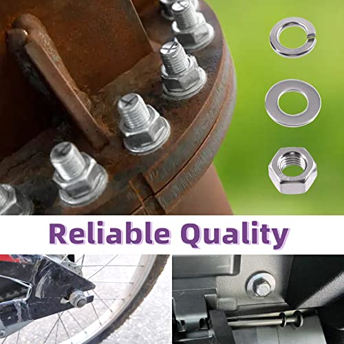 Swpeet 150Pcs SAE 304 Stainless Steel #8-32" Hex Nuts and #8 Flat Washers with #8 Split Lock Washers Assortment Kit, Coarse Thread Hexagon Nut for Home Automotive Shop Use - size: #8-32 Hex Nuts & Washers