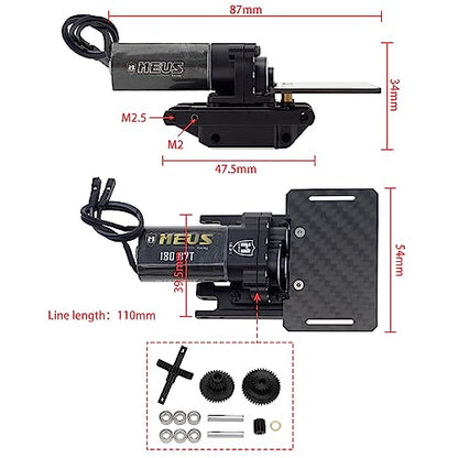 MEUS RACING TRX4M Transmission Motor Kit with Skid Plate and Battery Mount for TRX4M Defender Bronco K10 F150 1/18 RC Crawler Car Upgrades Toy Vehicles and Accessories (Black) - color: Black