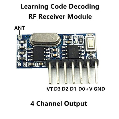 QIACHIP 10 Pack Wireless 433Mhz RF Module Receiver and Transmitter Remote Control Built-in Learning Code 1527 Decoding 4 Channel Output (Transmitter and Receiver kit) - style: Transmitter and Receiver kit (10-pack)