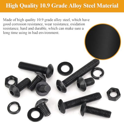55 Pieces M5 x 16mm Button Head Socket Cap Screws, Thread Pitch 0.8mm, Sutemribor M5 Black Screws, 10.9 Grade Alloy Steel, Black Oxide Finish, Fully Threaded - size: M5 x 16mm, style: Button Head