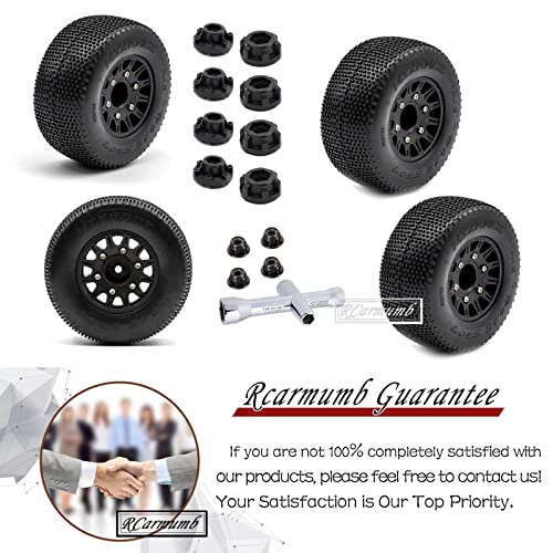 4pcs Rc Truck Tires,12mm/14mm Hex RC Wheels and Tires for 1/10 Slash 2WD 4×4 4wd,Arrm a Senton Axia1 Red cat Rc 4wd Hex Detachable Replacement Snow Tires Desert Tires,Black