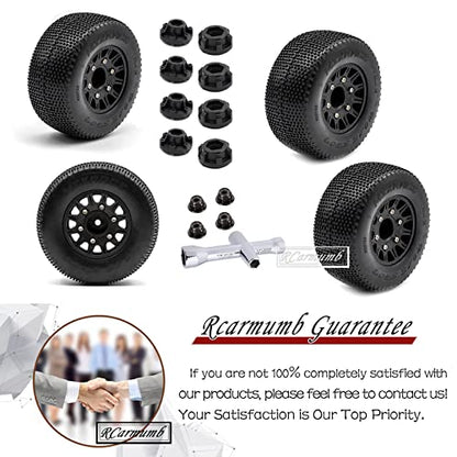 4pcs Rc Truck Tires,12mm/14mm Hex RC Wheels and Tires for 1/10 Slash 2WD 4×4 4wd,Arrm a Senton Axia1 Red cat Rc 4wd Hex Detachable Replacement Snow Tires Desert Tires,Black