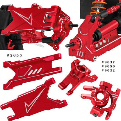 RC Upgrades Part for 1/10 Slash/Rustler/Stampede/Hoss 4x4 4WD VXL,Arm/Shocks/Caster Block,Steering Blocks,Stub Axle Carriers,Steering Bellcranks/Drive Shaft,Shock Tower/Links,Red - color: Red-(for 1/10）