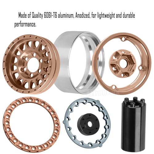 RC 1.9 Dually Beadlock Wheels Rims w/Adjustable Offset for 1/10 TRX4 TRX6 SCX10 SCX10 II 90046 SCX10 III AXI03007 SCX10 Pro Gen7/8 D90 VS4-10 MST CFX RC Crawler Car,4Pcs Alloy Rims,Bronze - color: Bronze - (Wheels Rims)
