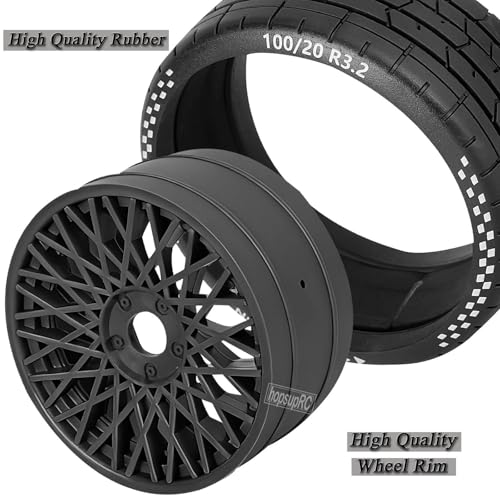 RC Wheels RC Tires for 1/8 Typhon 6S BLX,1/7 Infraction 6S BLX,Limitless,4PCS RC Wheels and Tires RC Truck Tires,Highway Tires Soft Tires,Black