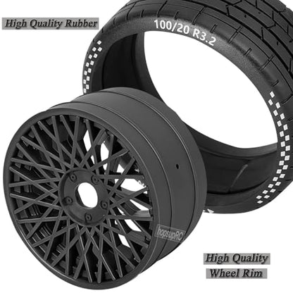 RC Wheels RC Tires for 1/8 Typhon 6S BLX,1/7 Infraction 6S BLX,Limitless,4PCS RC Wheels and Tires RC Truck Tires,Highway Tires Soft Tires,Black