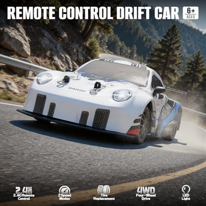 RC Drift Car, 1:24 Scale Remote Control Cars Vehicle for Kids, 2.4GHz 20KM/H 4WD High Speed RC Cars with LED Light Two Batteries & Drifting Tires Racing Sport Toy Car for Adults Boys Girls ZG01-White - style: ZG01-White