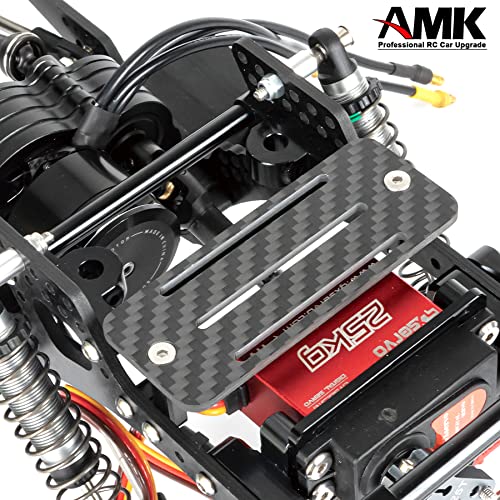 Carbon Fiber Battery Tray ESC Receiver Mount for 1/10 SCX10 RC Crawler Cheater Rigs LCG Chassis Lower Center of Gravity Rails - color: Black