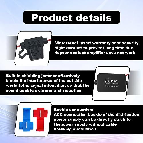 12V Car Booster 25 db - Amplify Signal & Reduce Noise AM FM Radio Universal Car FM AM Radio Amplifier for Car Stereo,Media,Head Unit Receiver