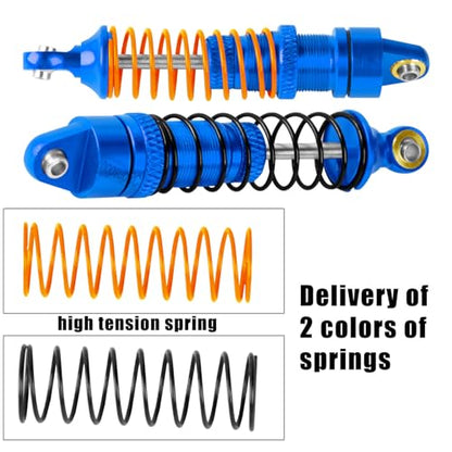 RC Front Rear Assembled Full Metal Shocks Upgrades Part for 1/18 LaTrax Teton Desert Prerunner,Equipped with Two Sets of Springs, Replace Parts 7660 7665(Navy Blue 4PCS)